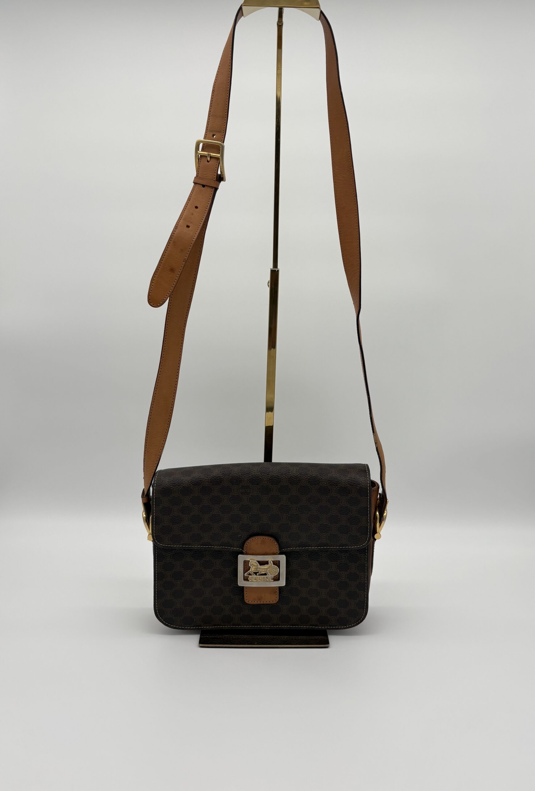Celine Macadam Triomphe Crossbody Bag Brown - Image 9