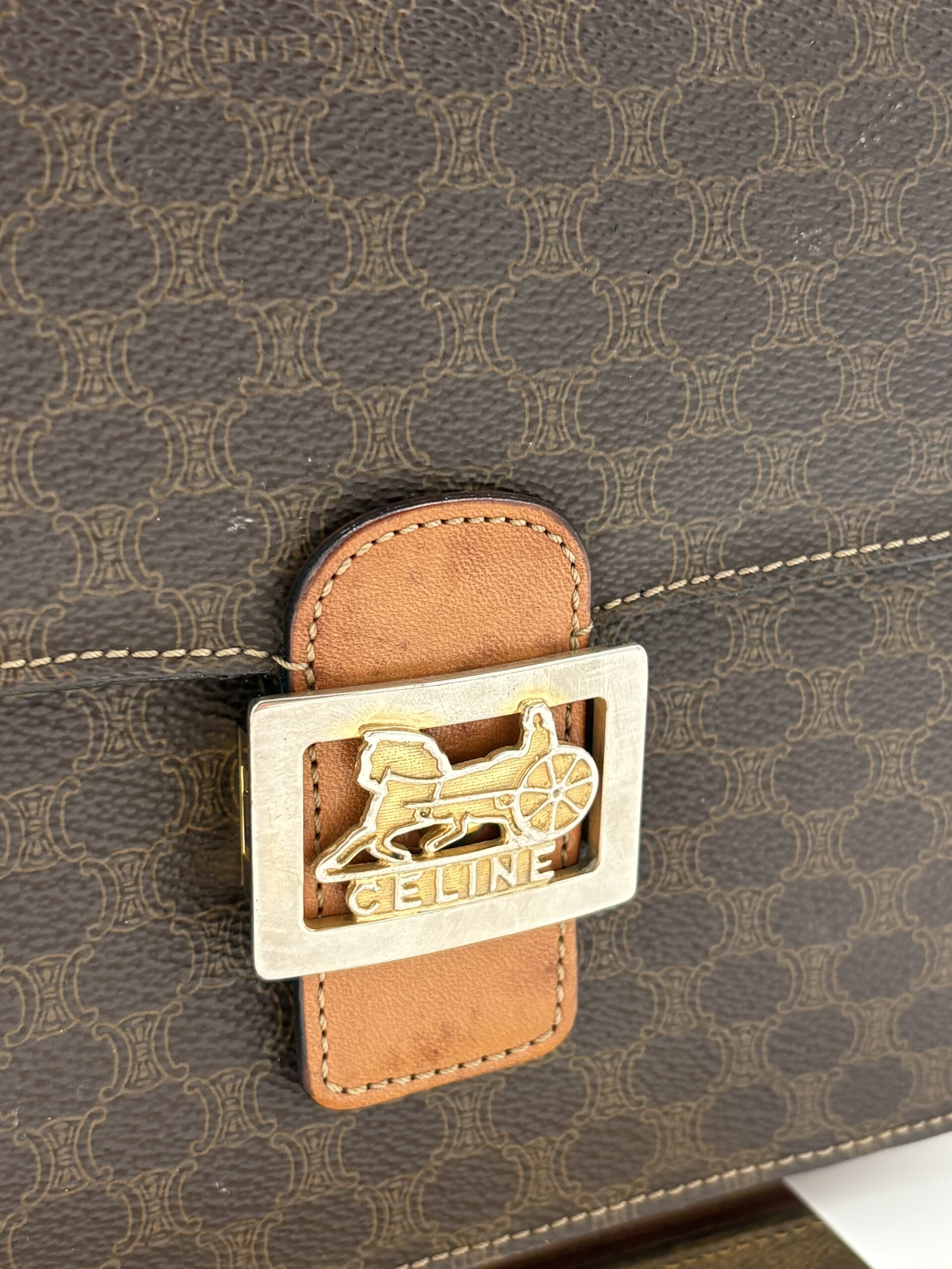 Celine Macadam Triomphe Crossbody Bag Brown - Image 6