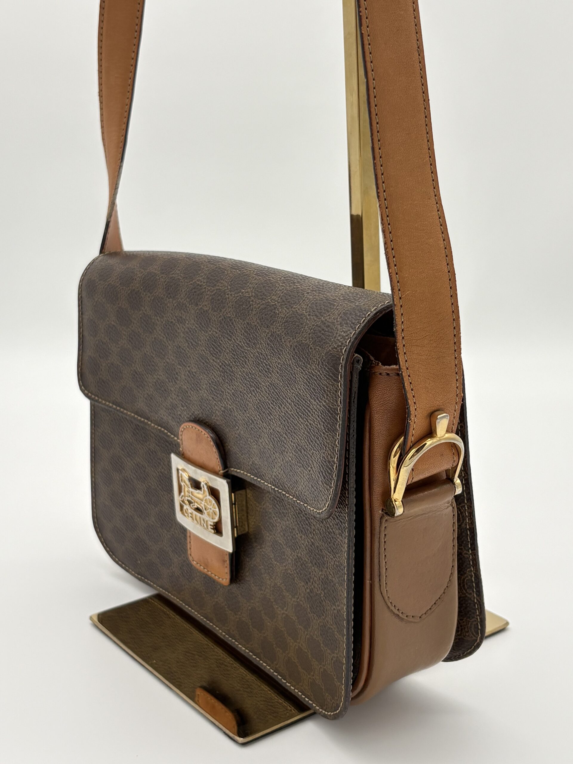 Celine Macadam Triomphe Crossbody Bag Brown - Image 4