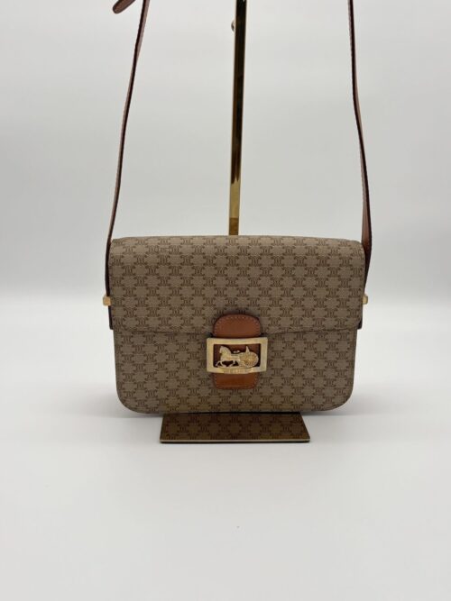 Celine Macadam Triomphe Crossbody Bag Beige