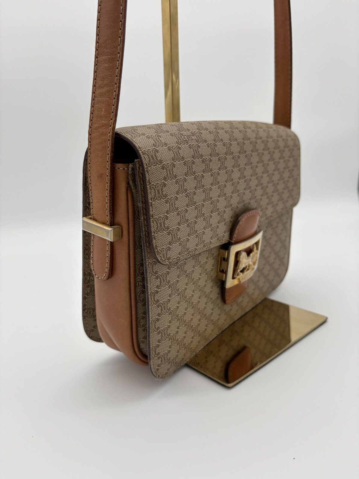 Celine Macadam Triomphe Crossbody Bag Beige - Image 10