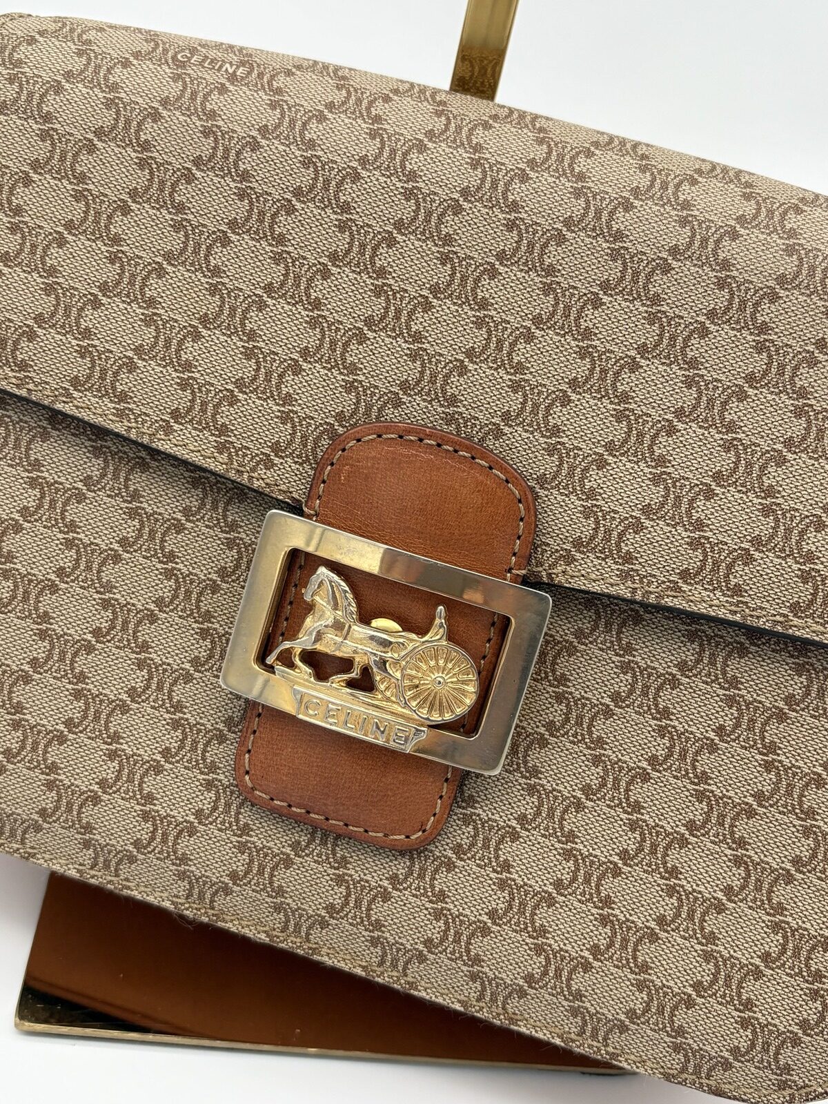 Celine Macadam Triomphe Crossbody Bag Beige - Image 14