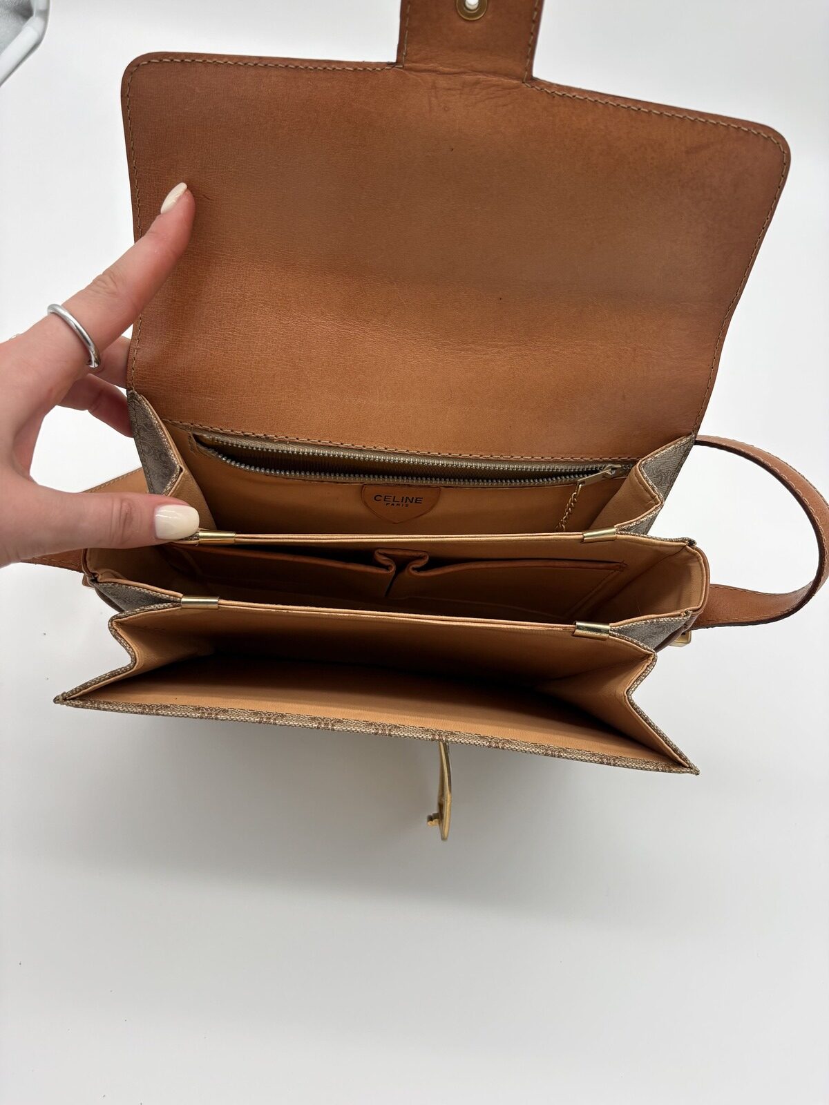 Celine Macadam Triomphe Crossbody Bag Beige - Image 5