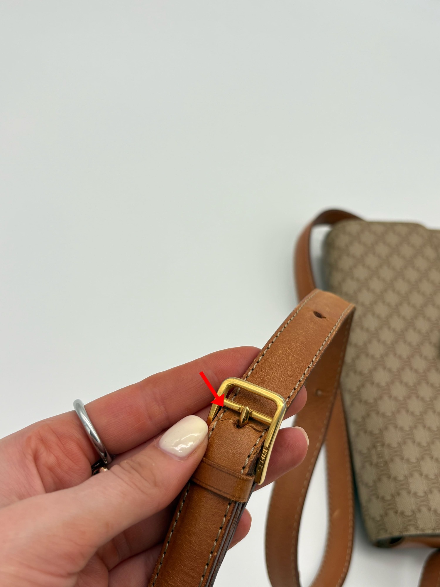 Celine Macadam Triomphe Crossbody Bag Beige - Image 12